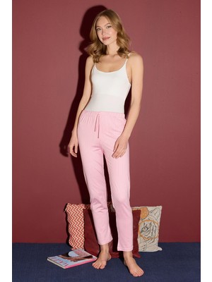 FullaModa Çizgili Beli Lastikli Pijama Altı