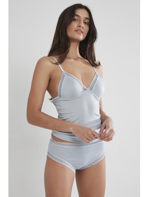 Pierre Cardin Kadın Dantelli Penye Atlet Külot Seti Açık Mavi Esnek Kumaş ile Rahat Kullanım