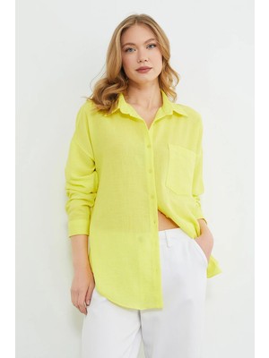 FullaModa Basic Tek Cepli Oversize Gömlek
