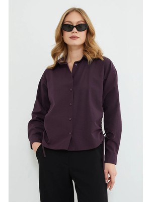 FullaModa Basic Yanları Büzgülü Salaş Gömlek