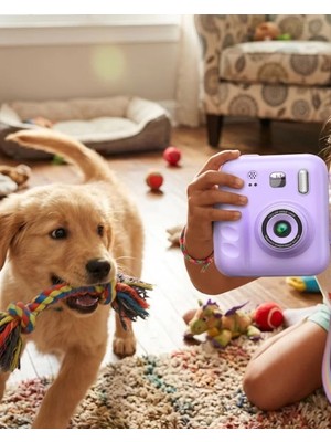 Elektronikçim Hd Ekranlı Çocuk Fotoğraf Makinesi Video Kayıt ve Baskı Kağıdı Kalem Hediyeli
