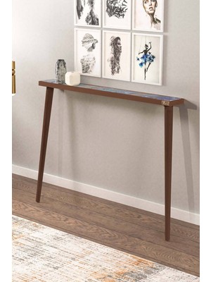 Feyza Design 102X12CM Doğal Ağaç ve Traverten Taşlı Dresuar - Mavi Renkli