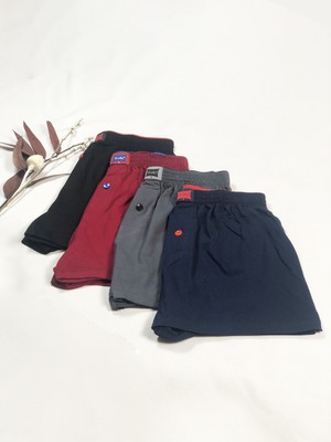 Tutku Erkek Düğmeli 4'lü Boxer L Beden Düz Desen Karışık Renkli Pamuklu