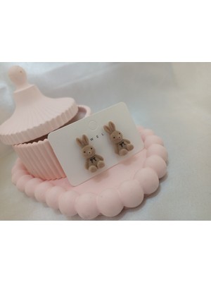 CSAY Moda Açık Kahverengi Tavşanlı Küpe