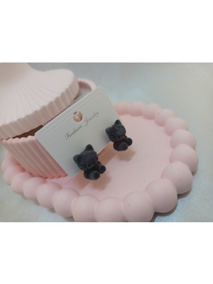 CSAY Moda Gri Kedili Küpe