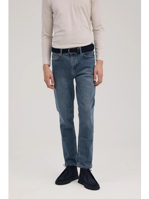 Jakamen Lacivert Slim Fit 5 Cep Jean Kot Pantolon