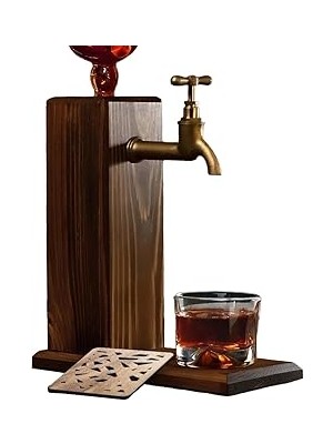Uravas Store Bk Gift Ahşap Gövdeli Musluklu Içecek Dağıtıcı | Bar Aksesuarı | Erkeklere Hediye | Babaya He