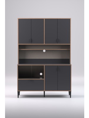 Sarmobi Arden 7 Kapaklı Kahve Köşesi, Mutfak Stüdyosu 127X190X44 cm Antrasit – Modern Tasarım