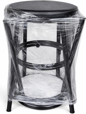 Laure Metal Siyah Tabure Minderli Dayanıklı Yuvarlak Oturak Çok Amaçlı Mutfak Banyo Taburesi