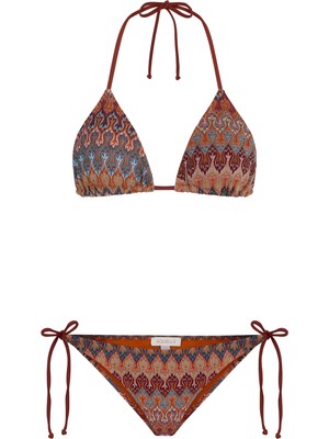 Aquella Çok Renkli Triko Üçgen Bikini Takım Yaz Tatili Plaj Stili için Şık Tasarım