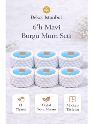 Dekor İstanbul 6’lı Burgu Mum Seti – El Yapımı Doğal Soya Mum, Modern Dekoratif Mum