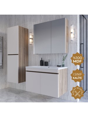 Teta Home Tokyo 80 cm Mdf Banyo Dolabı Seti +Boy Dolabı