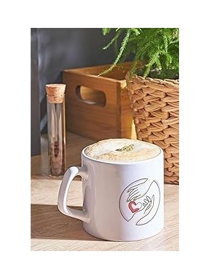 Uravas Store Hediyesepeti Piktogram Tasarımlı Tutuşan Eller Kahve Kupa Bardak Çay Kahve Bardağı