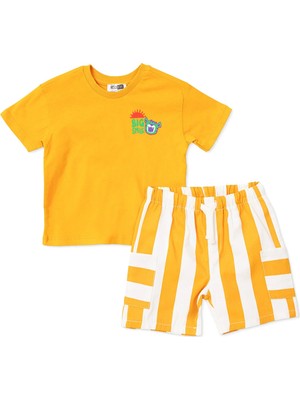 Hellobaby Erkek Bebek Tişört-Şort Meyve Baskılı Bağcıklı Bisiklet Yaka Short Sleeve Reçme