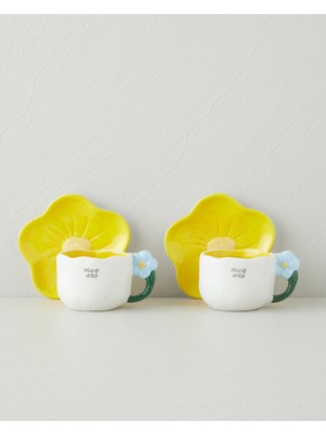 English Home Daylora Dolomite 4 Parça 2 Kişilik Kahve Fincan Takımı 100 ml Sarı - Mavi