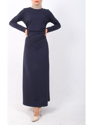 Modamorfo Belden Büzgülü Örme Krep Likralı Elbise -Laci