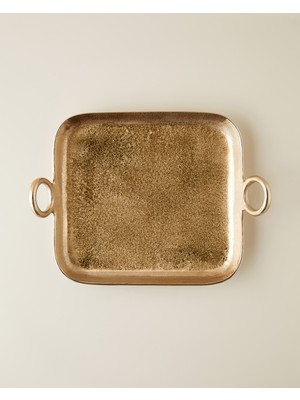 English Home Galya Alüminyum Dekoratif Tepsi 34,5X26X6,5 cm Gold