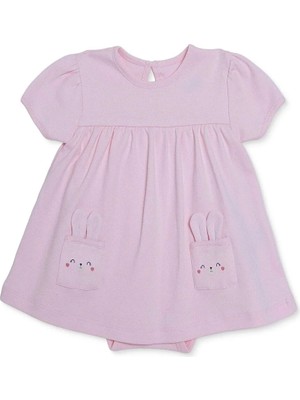 Hellobaby Kız Bebek Elbise Body Hayvan Baskılı Çıtçıtlı Bisiklet Yaka Kısa Kol