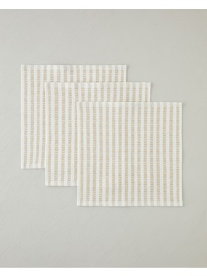 English Home Pure Plaid Pamuk Polyester 3'lü Kurulama Bezi 30X30 cm Bej