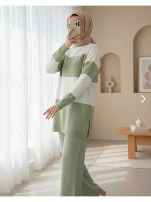 Modamorfo Yarım Boğazlı Triko Takım     -Su Yeşili