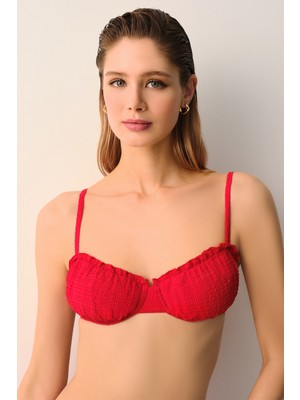Suwen Chris Fırfırlı Straplez Bikini Üst
