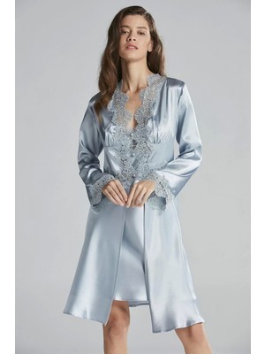 Pierre Cardin 6'lı Midi Gecelik Sabahlık Gelin Çeyiz Set 6335 Mist