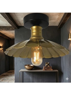 Decodelight Metal Siyah Eskitme Çiçek Model Tasarım Tekli Plafonyer Avize Aydınlatma Modelleri