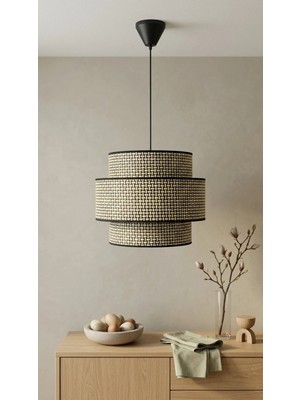 Decodelight Hazeran Rattan Hasır 3 Katlı 30X25 cm Başlıklı Pasta Model Tekli Sarkıt Avize Aydınlatma Modelleri