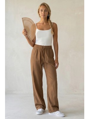 Madmext Camel Bol Paça Müslin Kadın Pantolon MG1980