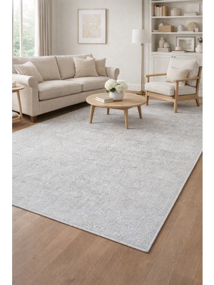 Çerkez Halı Ecru Collection Bukle Halı Kaymaz Taban Doğal Dokuma Salon Halısı Mutfak Antre Hol Halısı Gri