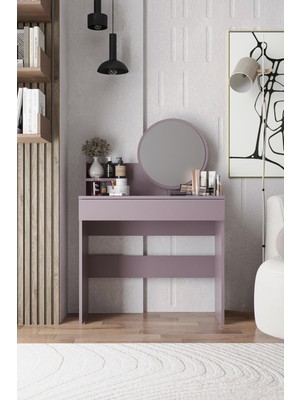 Sarmobi Harmony Tek Çekmeceli Makyaj Masası (Yuvarlak Aynalı)