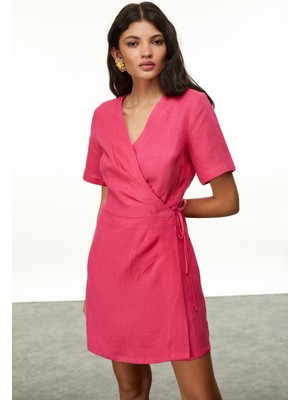 MUDO V Yaka Kruvaze Bağlamalı Elbise