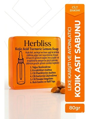 Herbliss Kojik Asit Sabunu (Zerdeçal ve Kojik Asit) Leke ve Kırışıklık Karşıtı Kojic Asit Sabunu