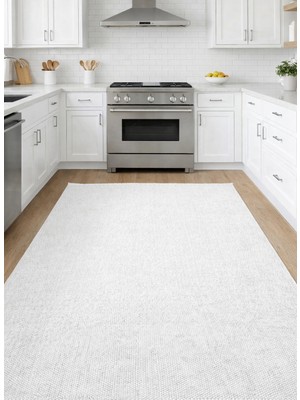 Çerkez Halı Ecru Collection Bukle Halı Kaymaz Taban Doğal Dokuma Salon Halısı Mutfak Antre Hol Halısı Beyaz