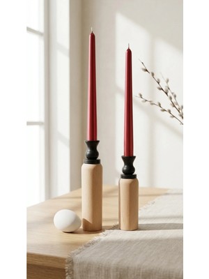 Decodelight Dekoratif Naturel Ahşap Silindir Ayaklı Siyah Kalem Model 2li Şamdan Mumluk Seti Modelleri
