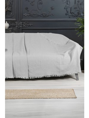 Virdis Home Pamuklu Koltuk Örtüsü 170X210 cm Tekli& Üçlü Koltuk, Çekyat ve Berjer İçin Şık Desenli Yıkanabilir| Gri