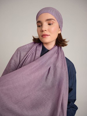 AYSHARA Rûmî Sema Monogram Desenli Çift Taraflı Şal - Leylak Mor