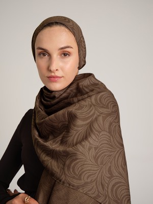 AYSHARA Rûmî Sema Monogram Desenli Çift Taraflı Şal - Toprak