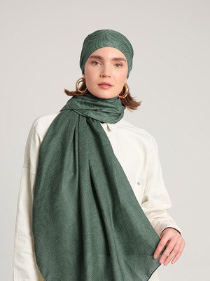 AYSHARA Rûmî Sema Monogram Desenli Çift Taraflı Şal - Yeşil