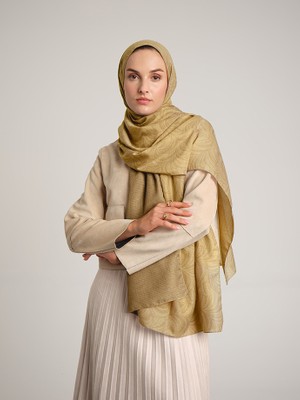AYSHARA Rûmî Sema Monogram Desenli Çift Taraflı Şal - Sarı