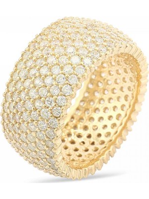 Inure Jewelry 7 Sıra Tam Tur Gümüş Altın Kaplama Alyans