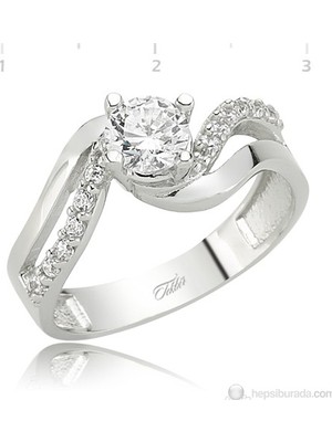 Inure Jewelry 925 Zirkon Kıvrımlı Tektaş Yüzük LR2580003