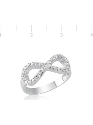 Inure Jewelry Gümüş Zirkon Taşlı Sonsuzluk Yüzük