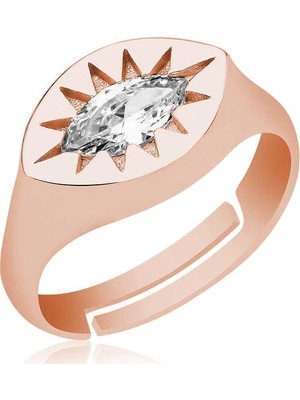 Inure Jewelry ​ Ayarlanabilir Rose Kuzey Yıldızı Şovalye Gümüş Yüzük