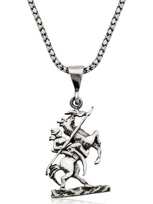 Inure Jewelry Gümüş Göktürk Süvarisi Kolye