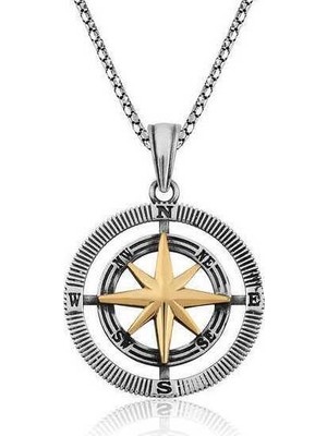 Inure Jewelry Gümüş Pusula Unisex Kolye