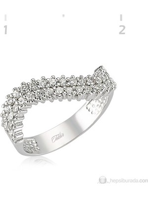 Inure Jewelry 925 Zirkon Taşlı Gümüş Sıra Taşlı Bayan Yüzük WRG101181