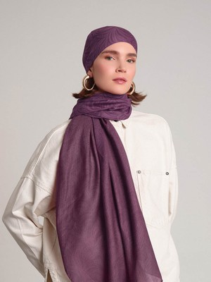 AYSHARA Rûmî Sema Monogram Desenli Çift Taraflı Şal - Menekşe Mor