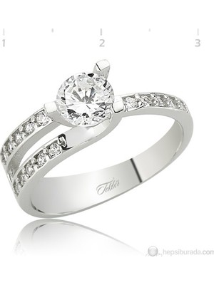 Inure Jewelry 925 Zirkon Taşlı Tek Taş Yüzük LR1250081