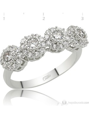 Inure Jewelry Silver 925 Zirkon Dört Çiçek Taşlı  Yüzük LR1480021